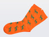 Socken "Hirsch" - orange mit grünen Hirschen
