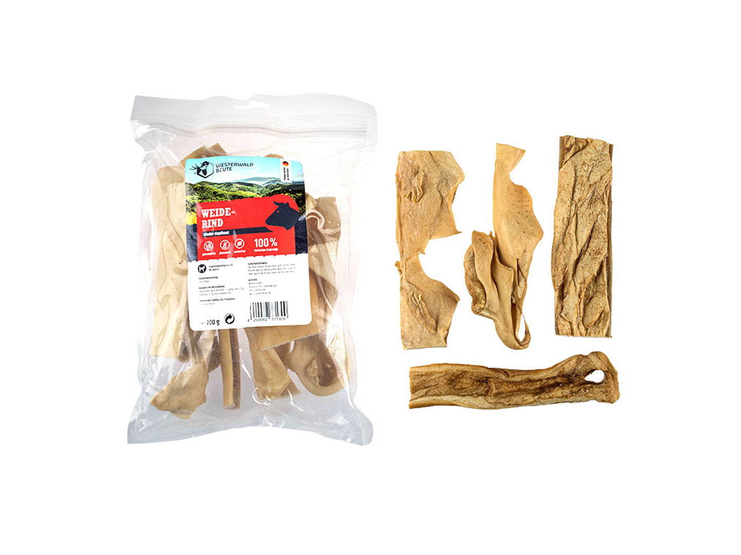 Rinder-Kopfhaut Snack vom Weiderind – 200g Beutel