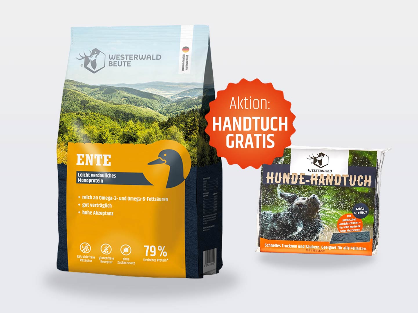 Ente Trockenfutter - 3kg Beutel + Hunde-Handtuch gratis
