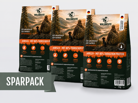Hirsch Trockenfutter – 3x3kg Beutel im Sparpack