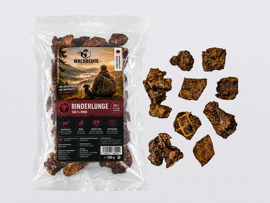 WALDBEUTE Rinderlunge Snack vom Weiderind – 200g Beutel