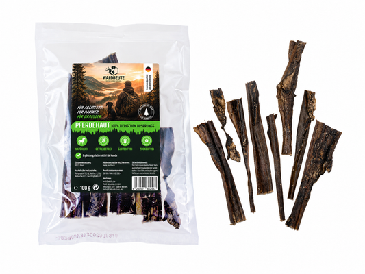 Pferdehaut Snack vom Pferd – 100g Beutel