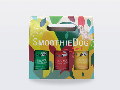 Probierpaket SmoothieDog in Geschenkverpackung – 3 x 250 ml Flasche