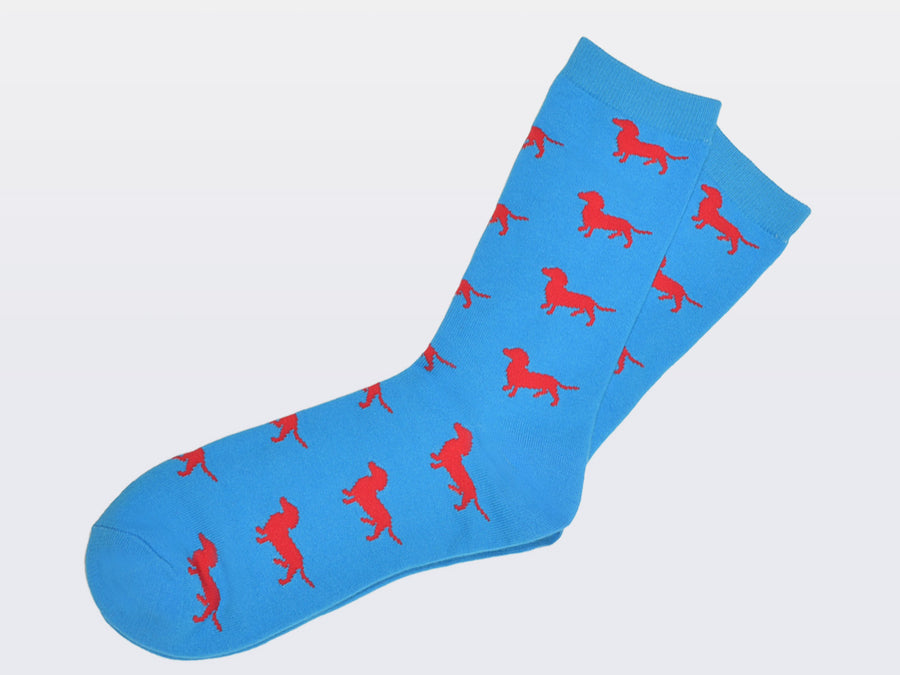 Socken "Paula" - blau mit roten Dackeln
