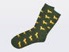 Socken "Paula" - grün mit goldgelben Dackeln