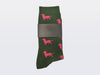 Socken "Paula" - grün mit pinken Dackeln