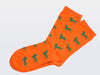 Socken "Paula" - orange mit grünen Dackeln