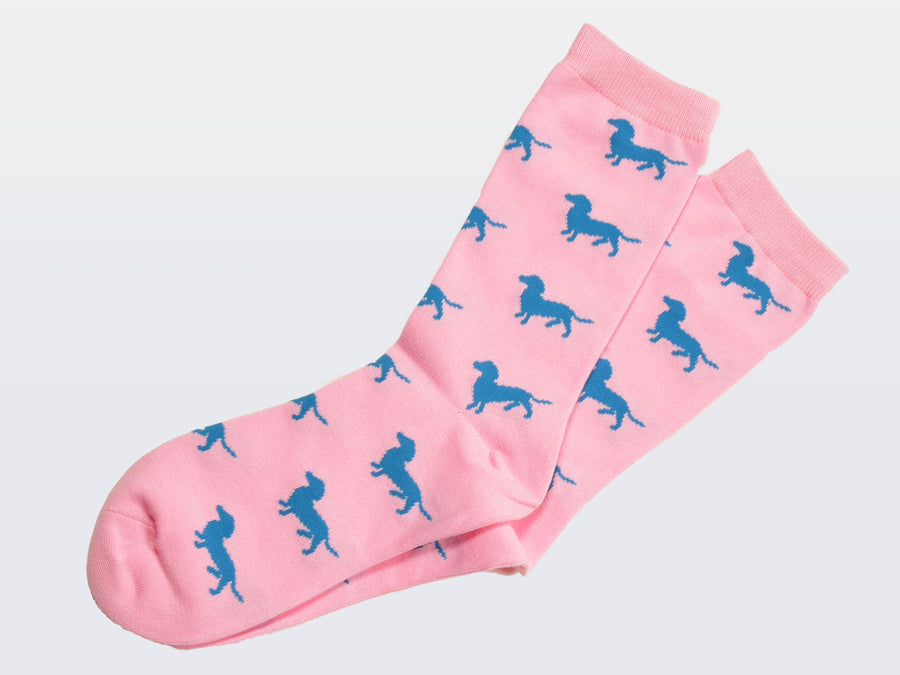 Socken "Paula" - rosa mit blauen Dackeln