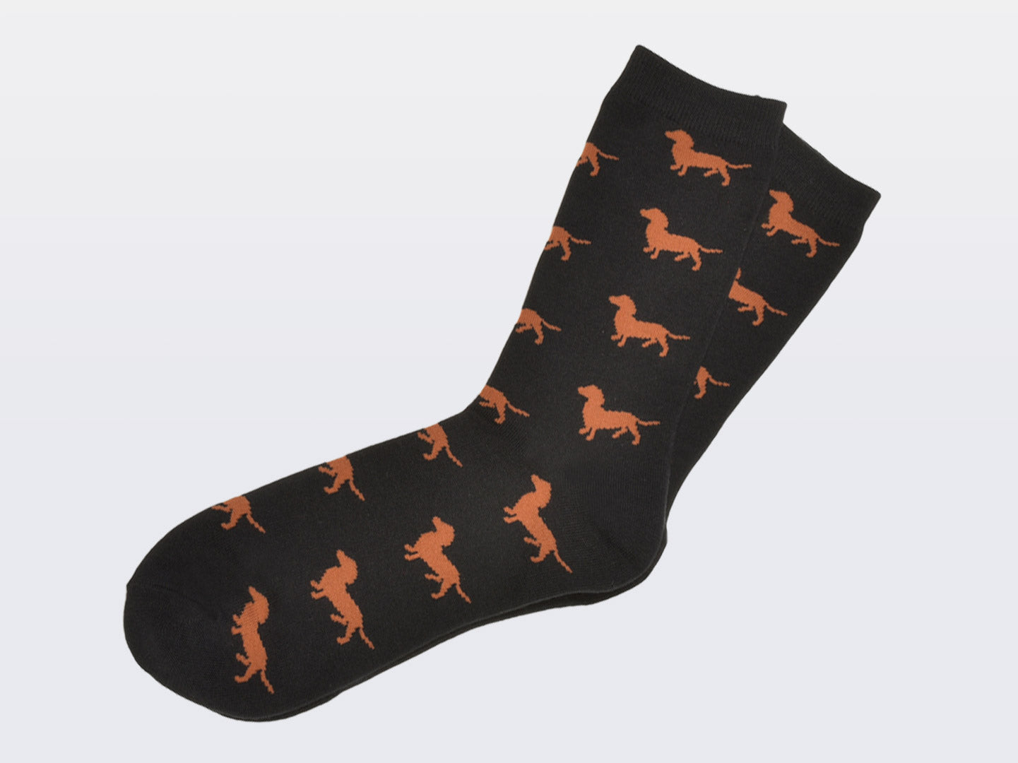Socken "Paula" - schwarz mit braunen Dackeln