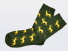 Socken "Hirsch" - grün mit goldgelben Hirschen