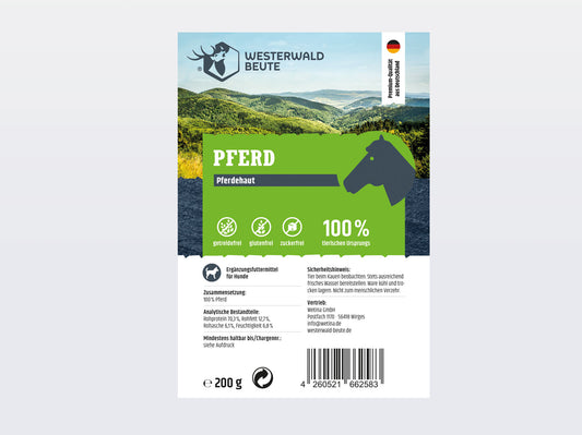 Pferdehaut Snack vom Pferd – 200g Beutel