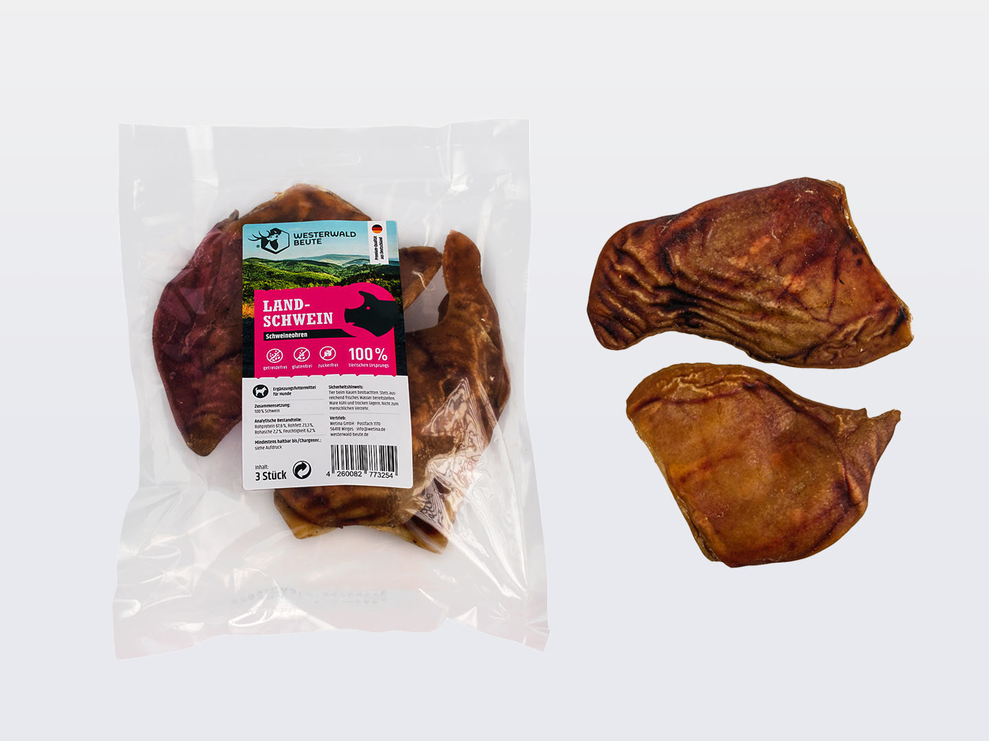 Schweineohren Snack vom Landschwein – 3Stück