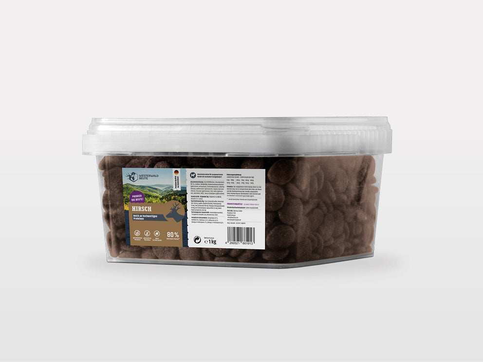 Hirsch Trockenfutter – 1kg Probiergröße